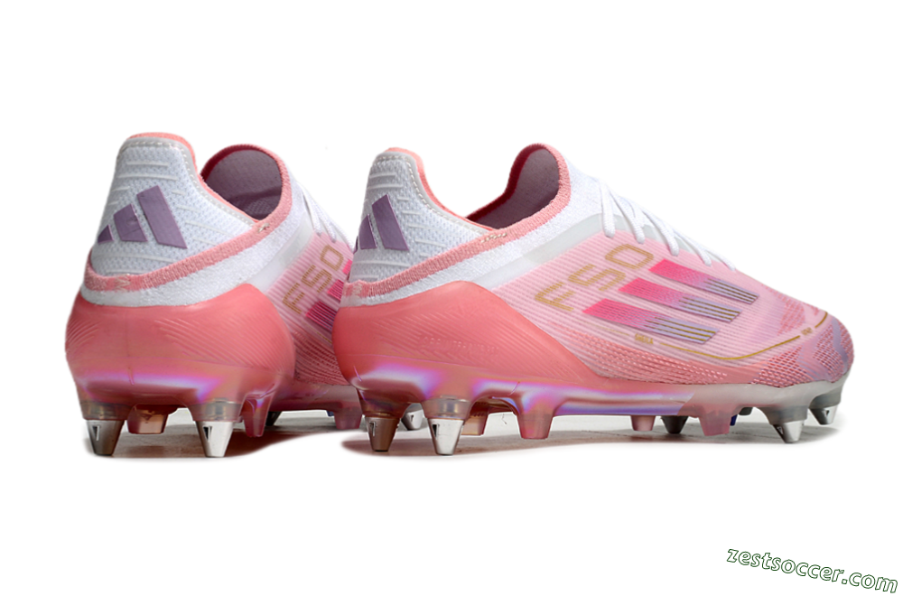 Adidas F50 304 Elite SG Low-Tops Soccer Cleats - Pink/White/Gold 6
