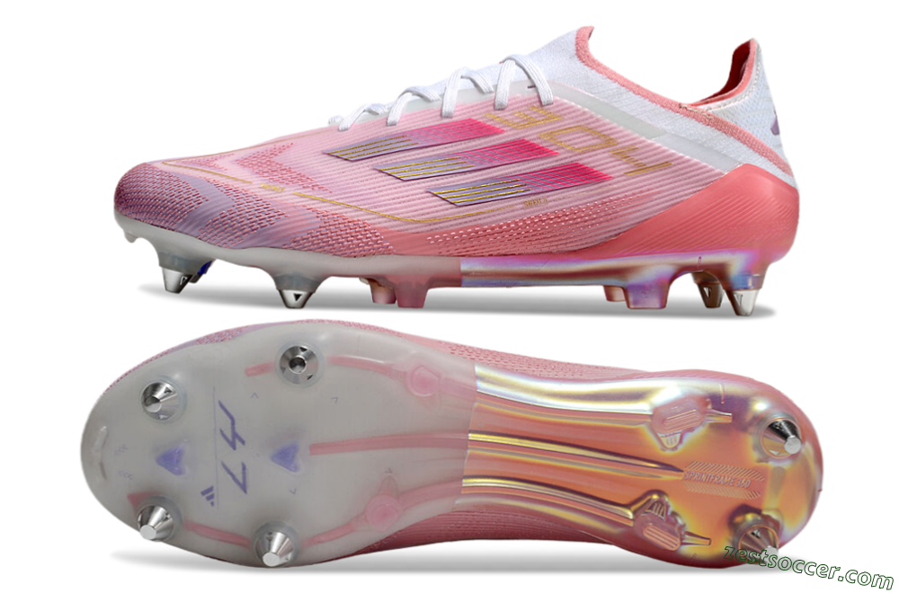 Adidas F50 304 Elite SG Low-Tops Soccer Cleats - Pink/White/Gold 1