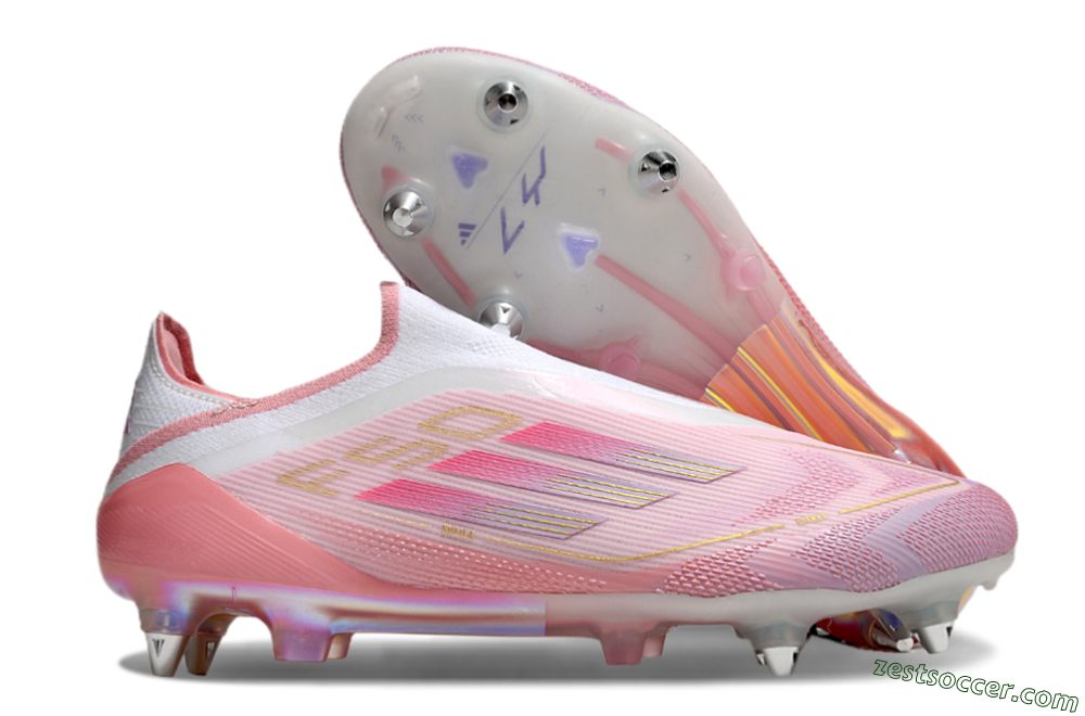 Adidas F50 304 Elite Laceless SG Low-Tops Soccer Cleats - Pink/White/Gold 0