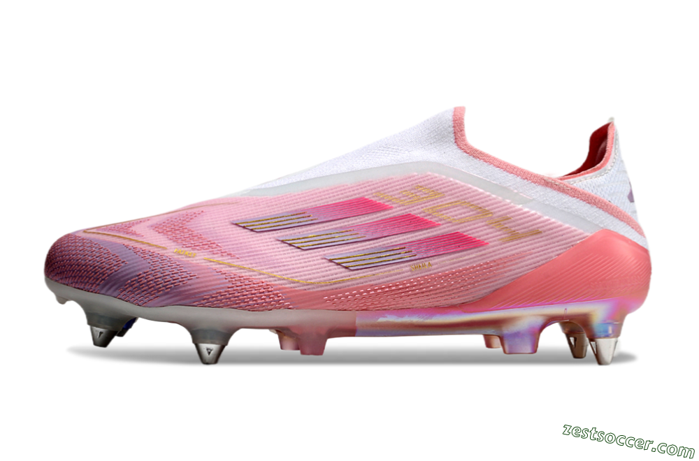 Adidas F50 304 Elite Laceless SG Low-Tops Soccer Cleats - Pink/White/Gold 2