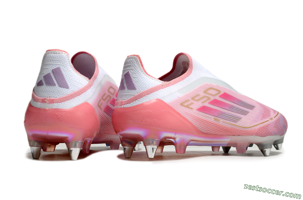 Adidas F50 304 Elite Laceless SG Low-Tops Soccer Cleats - Pink/White/Gold 6