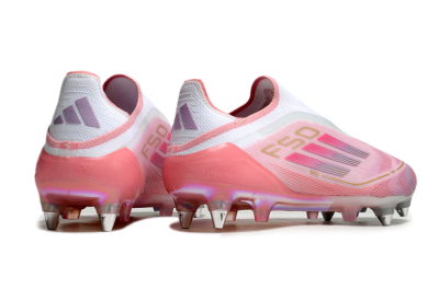 Adidas F50 304 Elite Laceless SG Low-Tops Soccer Cleats - Pink/White/Gold