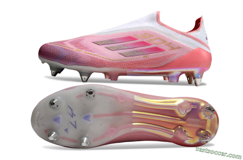 Adidas F50 304 Elite Laceless SG Low-Tops Soccer Cleats - Pink/White/Gold 1