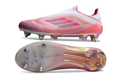 Adidas F50 304 Elite Laceless SG Low-Tops Soccer Cleats - Pink/White/Gold