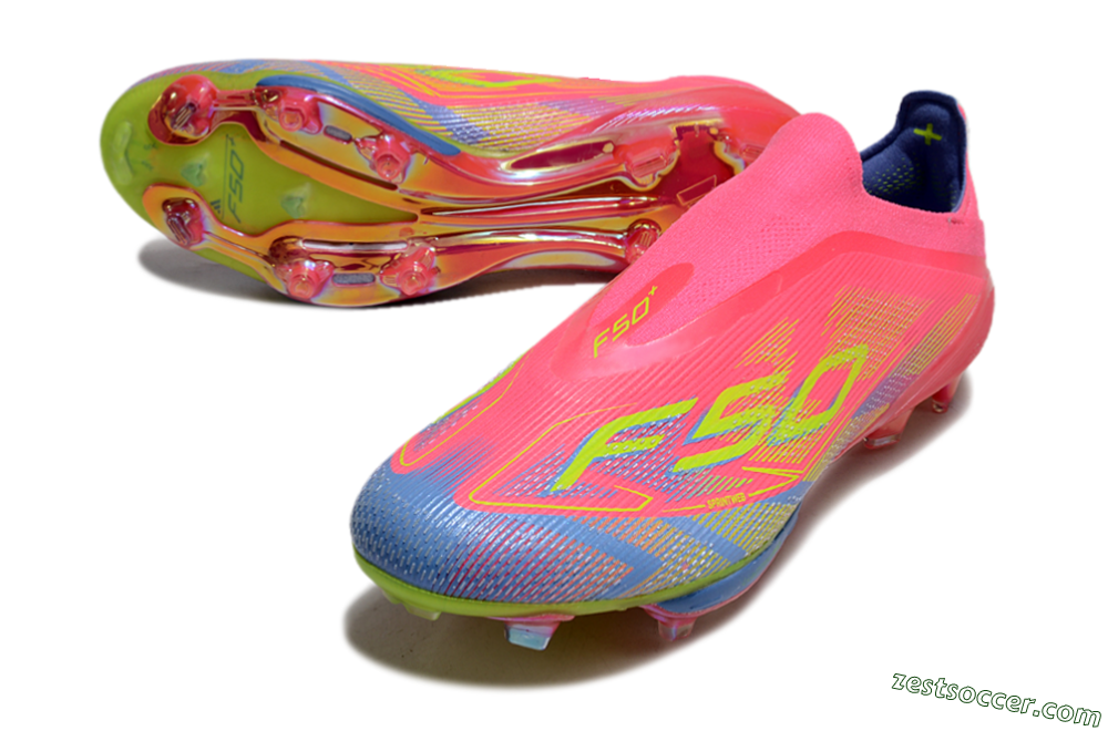 didas F50+ Elite Lightstrike Pro Laceless FG Low-Tops Soccer Cleats - Red/Yellow/Blue 3