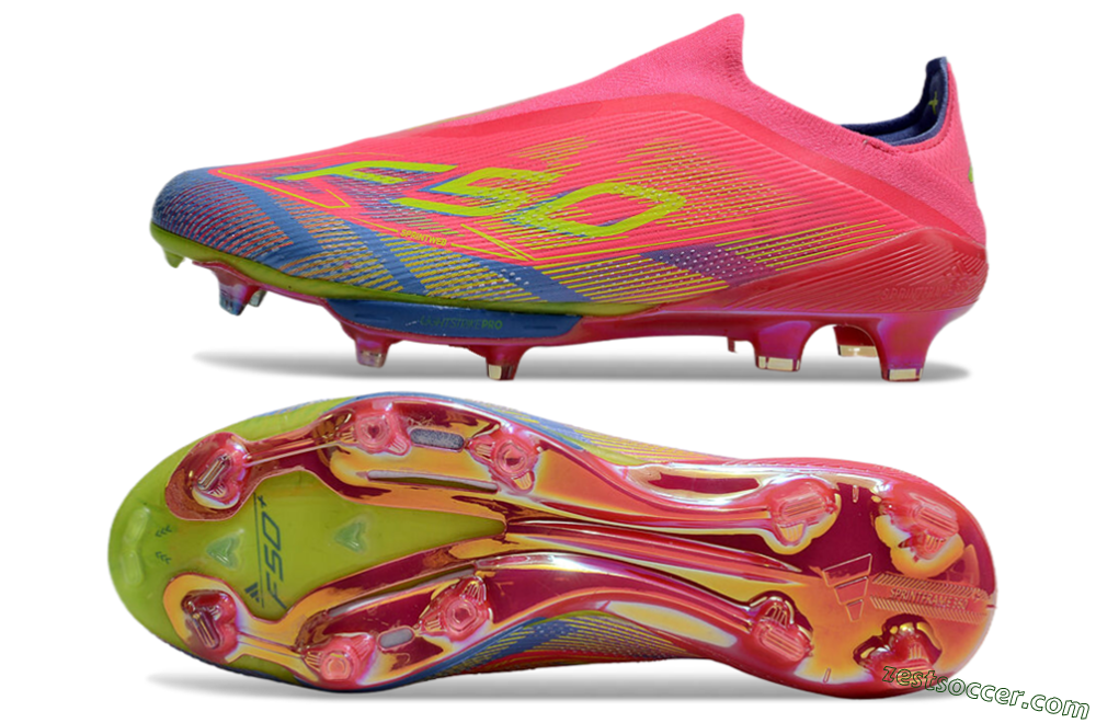 didas F50+ Elite Lightstrike Pro Laceless FG Low-Tops Soccer Cleats - Red/Yellow/Blue 1