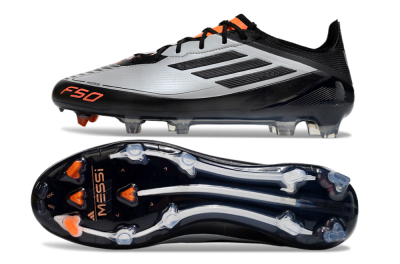Adidas F50 Elite Messi FG Low-Tops Soccer Cleats - Silver/Black/Orange