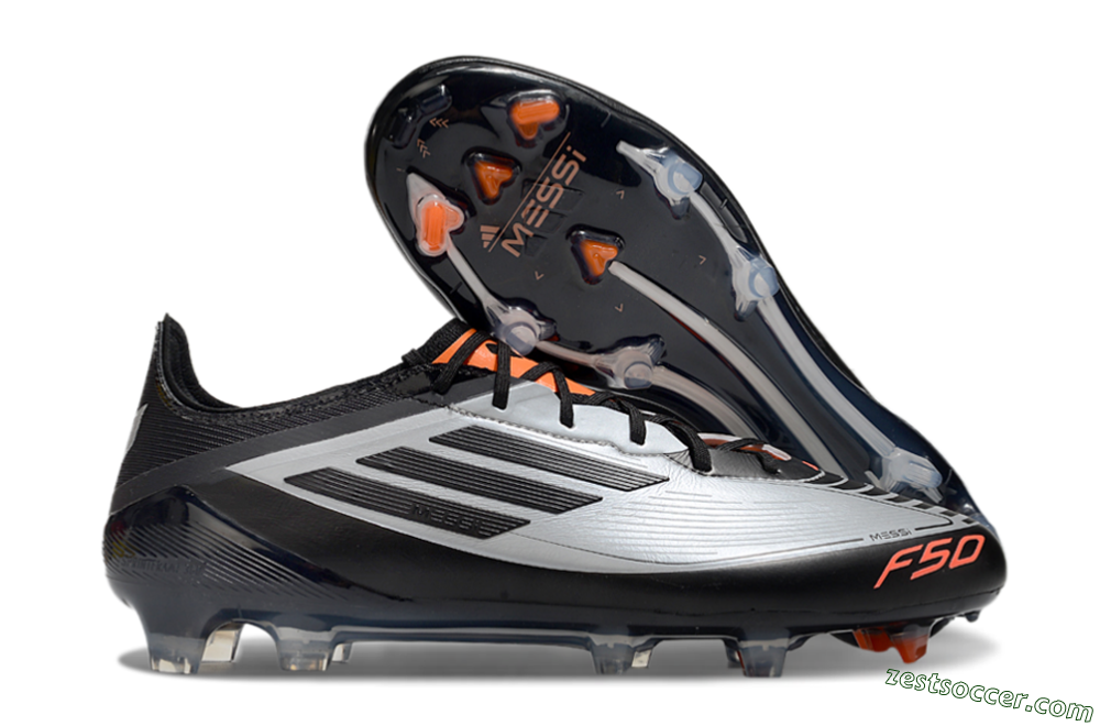 Adidas F50 Elite Messi FG Low-Tops Soccer Cleats - Silver/Black/Orange 0