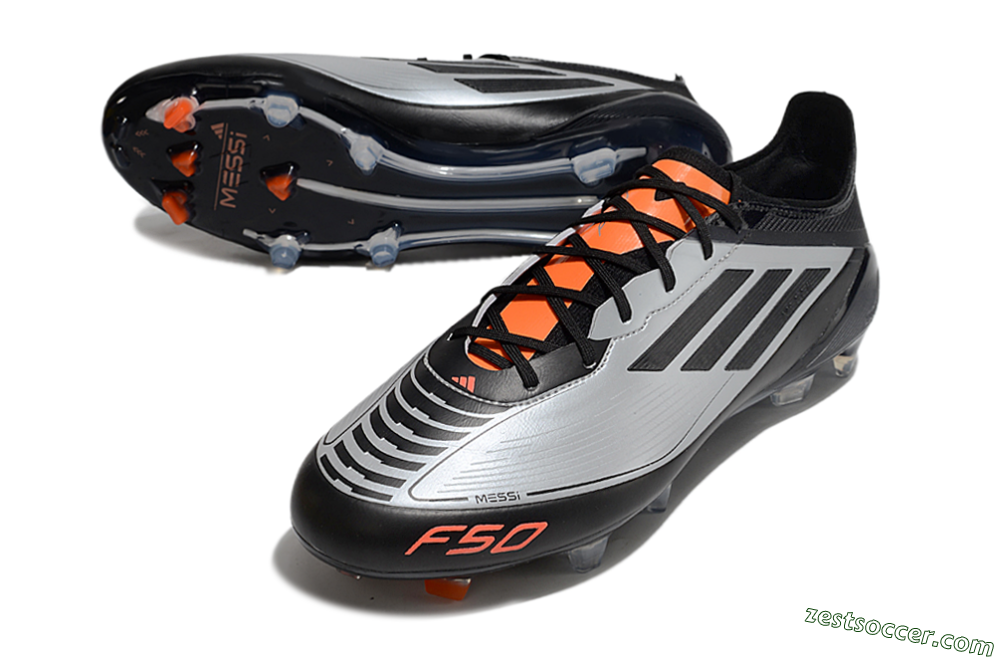Adidas F50 Elite Messi FG Low-Tops Soccer Cleats - Silver/Black/Orange 3