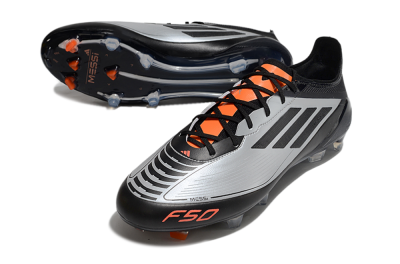 Adidas F50 Elite Messi FG Low-Tops Soccer Cleats - Silver/Black/Orange