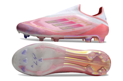 Adidas F50 Elite Laceless FG Low-Tops Soccer Cleats - White/Pink/Gold