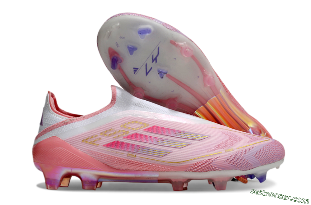 Adidas F50 Elite Laceless FG Low-Tops Soccer Cleats - White/Pink/Gold 1