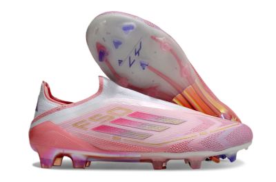 Adidas F50 Elite Laceless FG Low-Tops Soccer Cleats - White/Pink/Gold
