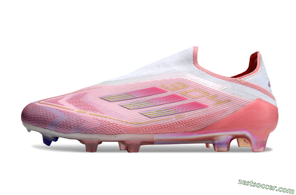 Adidas F50 Elite Laceless FG Low-Tops Soccer Cleats - White/Pink/Gold 0