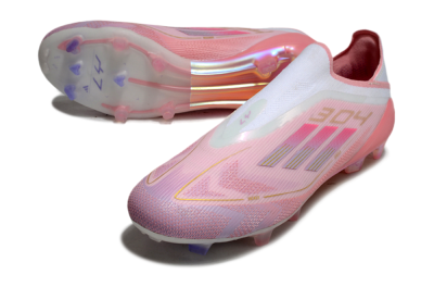 Adidas F50 Elite Laceless FG Low-Tops Soccer Cleats - White/Pink/Gold