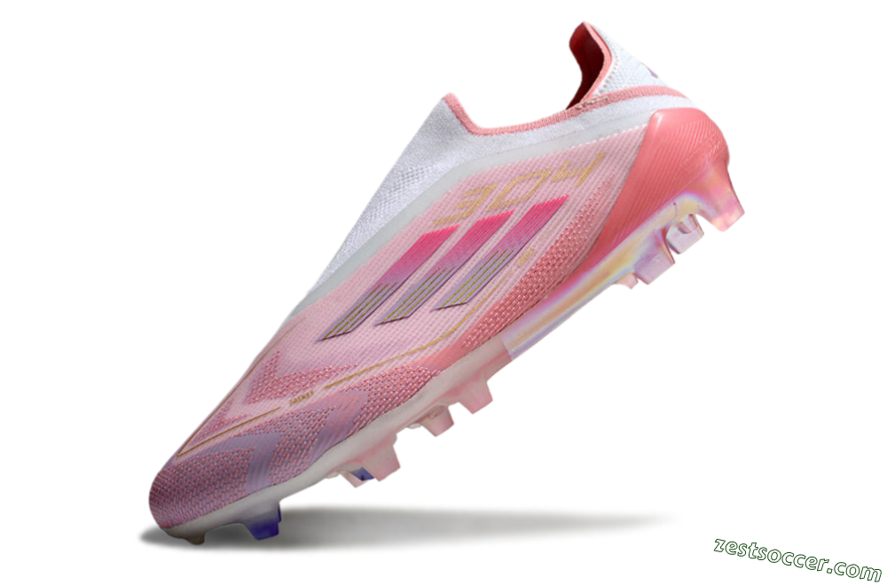 Adidas F50 Elite Laceless FG Low-Tops Soccer Cleats - White/Pink/Gold 4