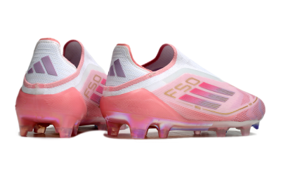 Adidas F50 Elite Laceless FG Low-Tops Soccer Cleats - White/Pink/Gold