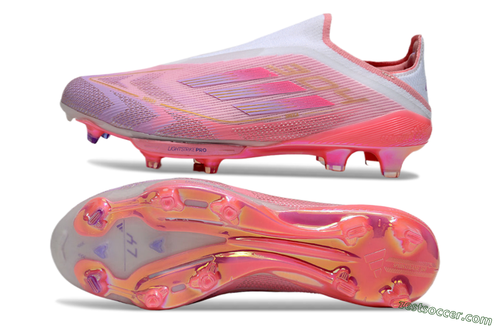 Adidas F50+ Lightstrike Elite Laceless 304 FG Low-Tops Soccer Cleats - Pink/Purple/Gold 1