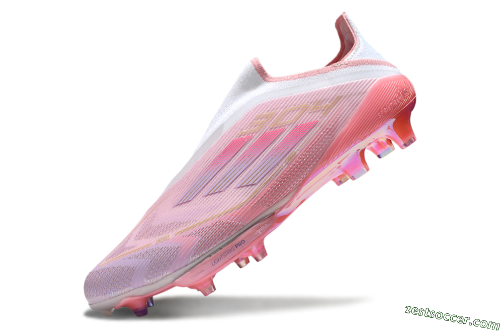 Adidas F50+ Lightstrike Elite Laceless 304 FG Low-Tops Soccer Cleats - Pink/Purple/Gold 5