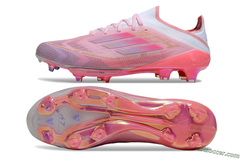 Adidas F50+ Lightstrike 304+ Elite FG Low-Tops Soccer Cleats - Pink/Gold/White 1