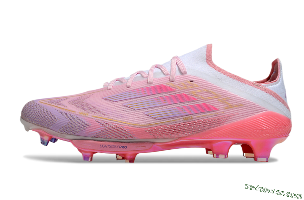 Adidas F50+ Lightstrike 304+ Elite FG Low-Tops Soccer Cleats - Pink/Gold/White 2