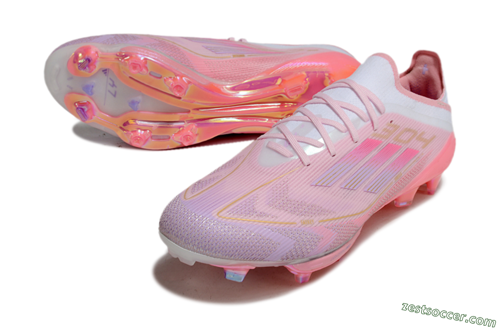 Adidas F50+ Lightstrike 304+ Elite FG Low-Tops Soccer Cleats - Pink/Gold/White 3