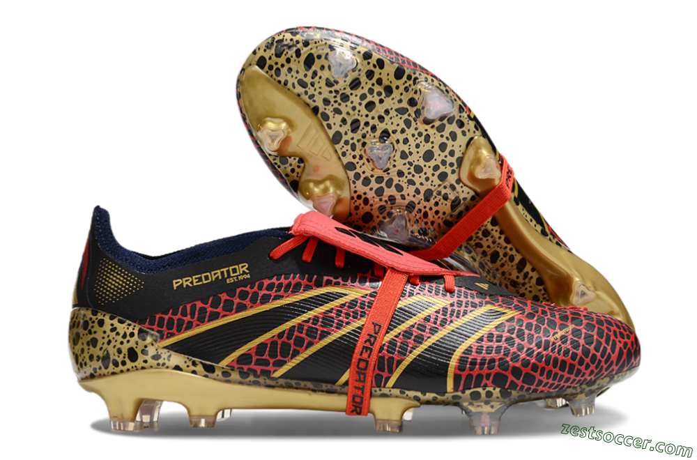 Adidas Predator Elite Foldover Tongue FG Low-Tops Soccer Cleats - Red/Black/Gold 0