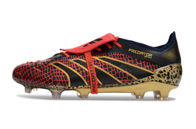 Adidas Predator Elite Foldover Tongue FG Low-Tops Soccer Cleats - Red/Black/Gold