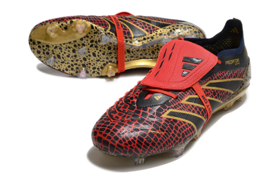 Adidas Predator Elite Foldover Tongue FG Low-Tops Soccer Cleats - Red/Black/Gold