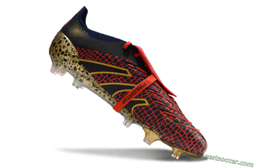 Adidas Predator Elite Foldover Tongue FG Low-Tops Soccer Cleats - Red/Black/Gold 4