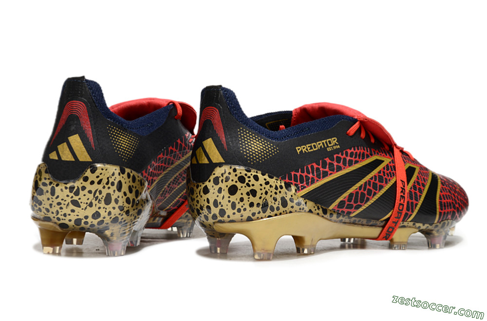 Adidas Predator Elite Foldover Tongue FG Low-Tops Soccer Cleats - Red/Black/Gold 6