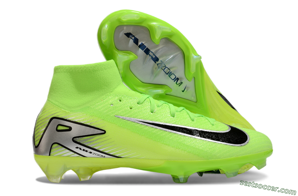 Nike Air Zoom Mercurial Superfly 10 Academy FG High-Tops Soccer Cleats - Yellow/Black/Silver 0