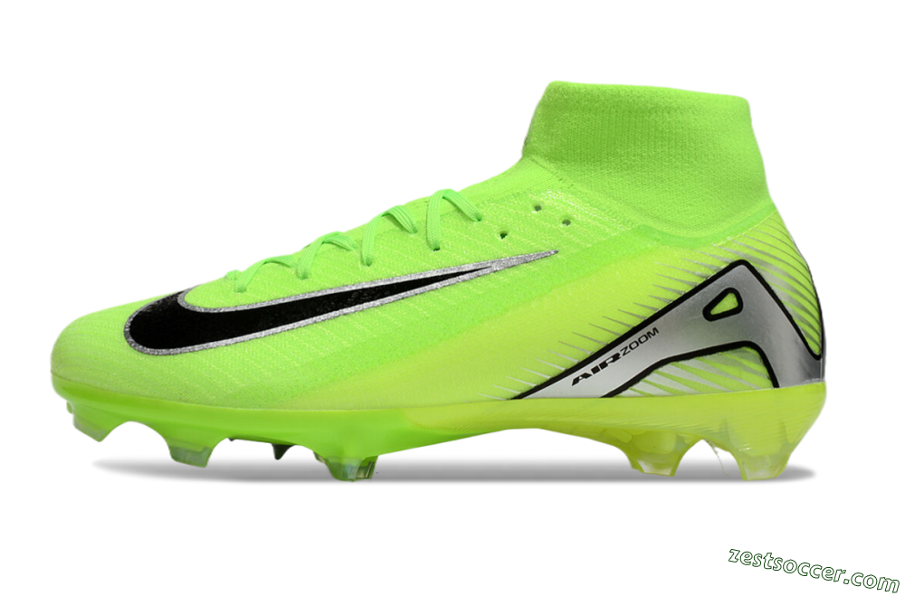 Nike Air Zoom Mercurial Superfly 10 Academy FG High-Tops Soccer Cleats - Yellow/Black/Silver 2