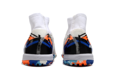 Nike Air Zoom Mercurial Superfly 10 Elite TF High-Tops Soccer Shoes - White/Blue/Orange