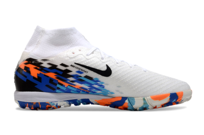 Nike Air Zoom Mercurial Superfly 10 Elite TF High-Tops Soccer Shoes - White/Blue/Orange