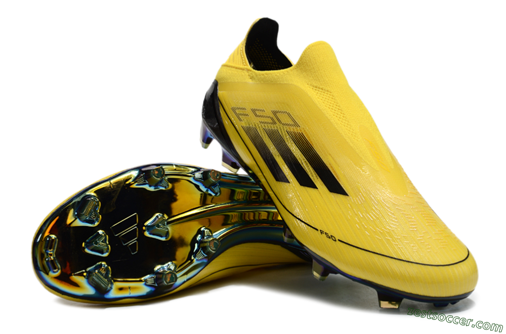 Adidas F50 Elite Laceless FG Low-Tops Soccer Cleats - Yellow/Black/Gold 3