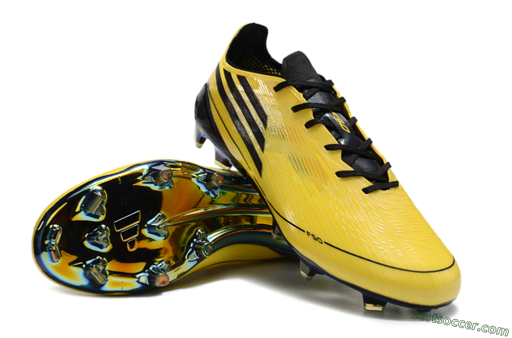 Adidas F50 Elite FG Low-Tops Soccer Cleats - Yellow/Black/Gold 3