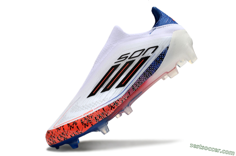 Adidas F50 Elite Laceless FG Low-Tops Soccer Cleats - White/Red/Blue 4
