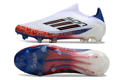 Adidas F50 Elite Laceless FG Low-Tops Soccer Cleats - White/Red/Blue