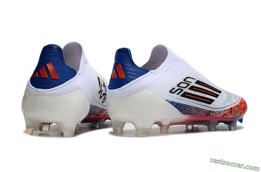 Adidas F50 Elite Laceless FG Low-Tops Soccer Cleats - White/Red/Blue 5