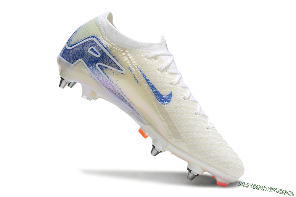 Nike Air Zoom Mercurial Vapor 16 Elite SG Low-Tops Soccer Cleats - Beige/Blue/White 4