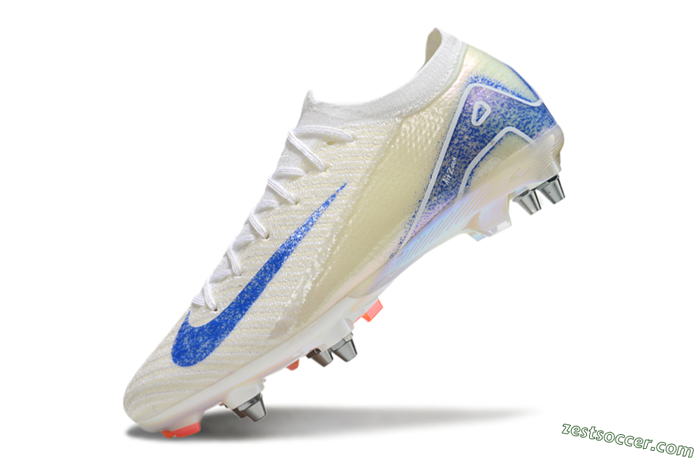 Nike Air Zoom Mercurial Vapor 16 Elite SG Low-Tops Soccer Cleats - Beige/Blue/White 5