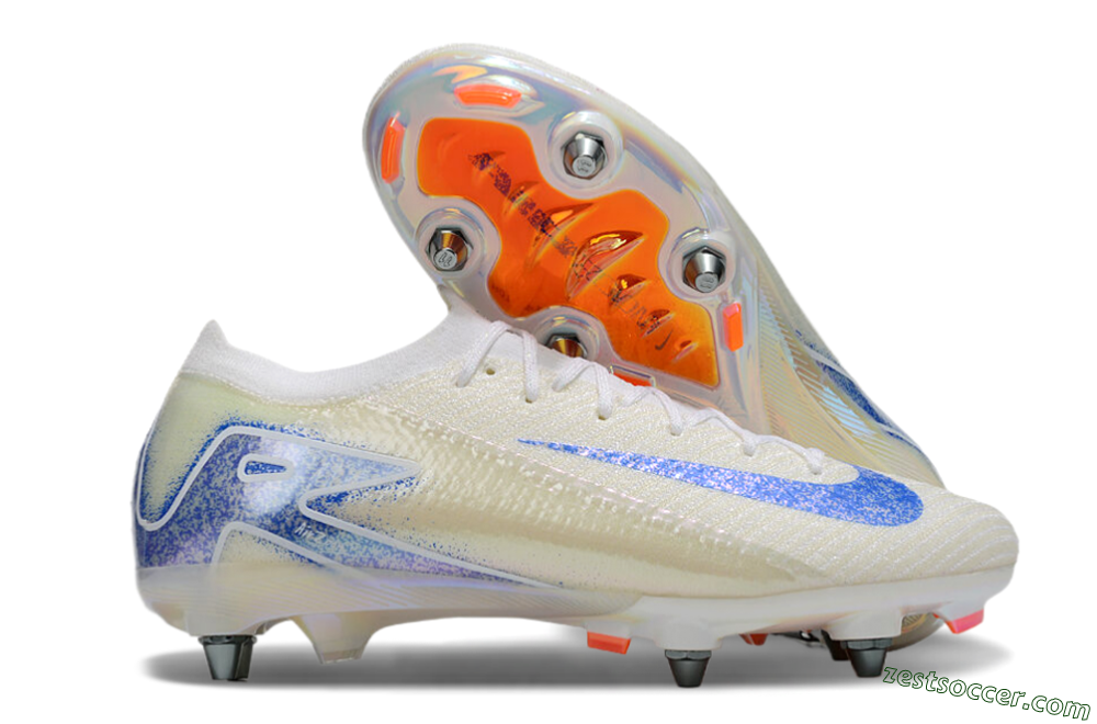 Nike Air Zoom Mercurial Vapor 16 Elite SG Low-Tops Soccer Cleats - Beige/Blue/White 0