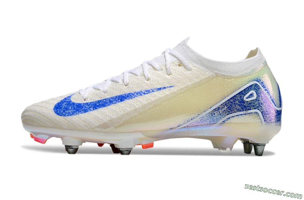 Nike Air Zoom Mercurial Vapor 16 Elite SG Low-Tops Soccer Cleats - Beige/Blue/White 2