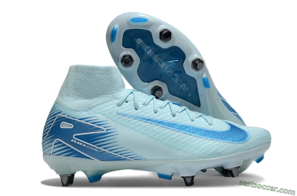 Nike Air Zoom Mercurial Superfly 10 Elite SG High-Tops Soccer Cleats - Jade/Blue/White 0