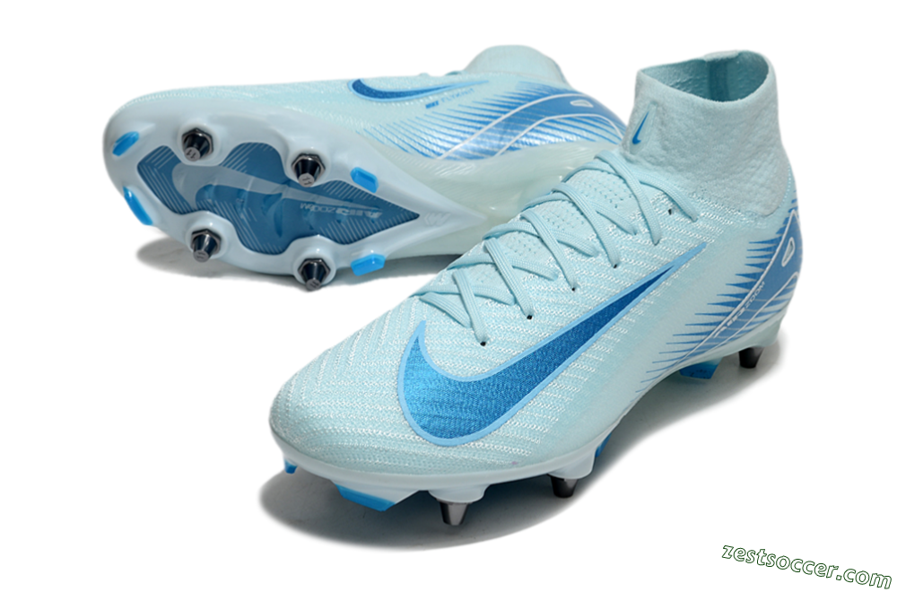 Nike Air Zoom Mercurial Superfly 10 Elite SG High-Tops Soccer Cleats - Jade/Blue/White 3