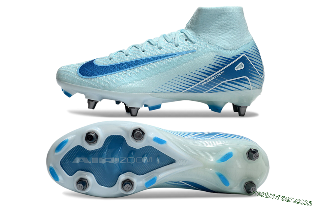 Nike Air Zoom Mercurial Superfly 10 Elite SG High-Tops Soccer Cleats - Jade/Blue/White 1