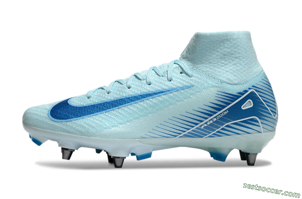 Nike Air Zoom Mercurial Superfly 10 Elite SG High-Tops Soccer Cleats - Jade/Blue/White 2