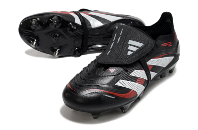 Adidas Predator 25 Elite Foldover Tongue SG Low-Tops Soccer Cleats - Black/White/Red