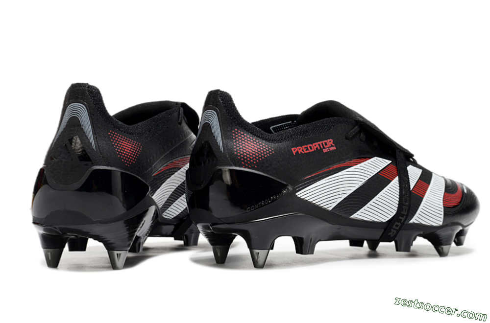 Adidas Predator 25 Elite Foldover Tongue SG Low-Tops Soccer Cleats - Black/White/Red 6